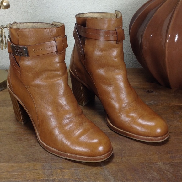 Coach Shoes - Coach Tan Leather Almond Toe Ankle Boots